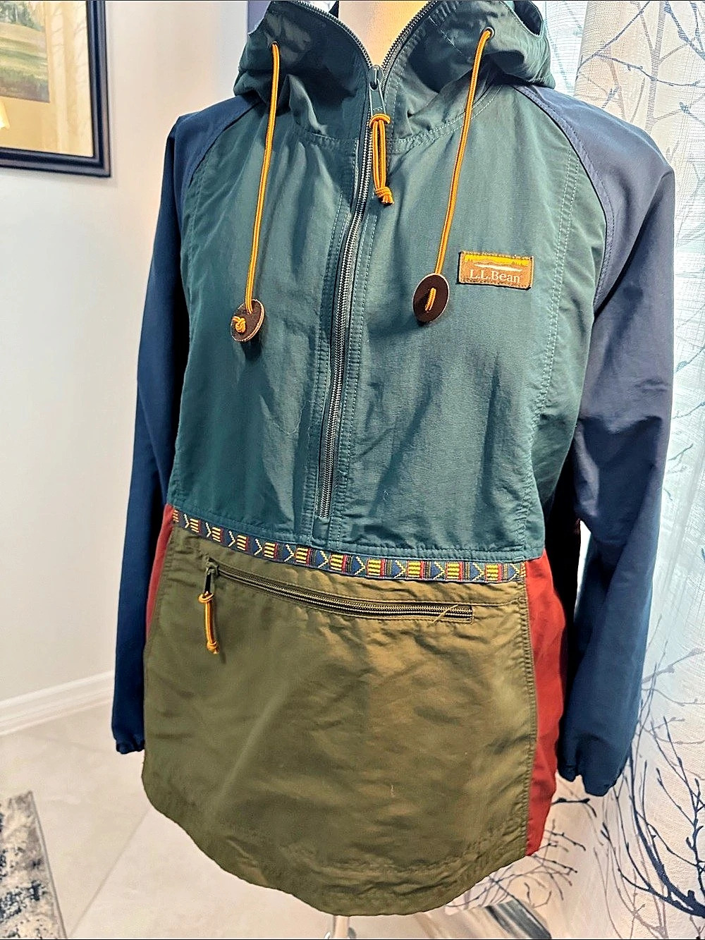 L.L.Bean Mountain Classic Anorak Multi-Color Nylon Jacket Size 1X